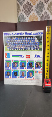 NFL 1988 Seattle Seahawks Domino s Pizza Rare Full Card Sheet (9) Team Photo