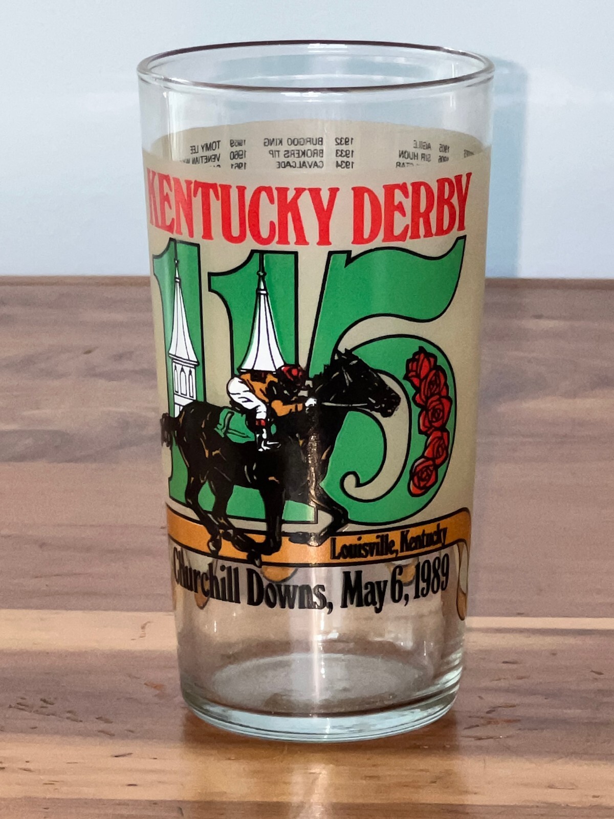 Kentucky Derby Glasses 1981 1982 1983 1984 1985 1986 1987 1988 1989