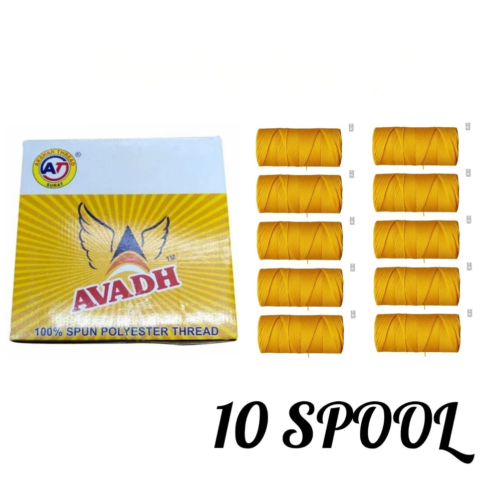 Avadh Spun Polyester TURMERIC YELLOW Thread suitable for all types of sewing - Image 3 of 3