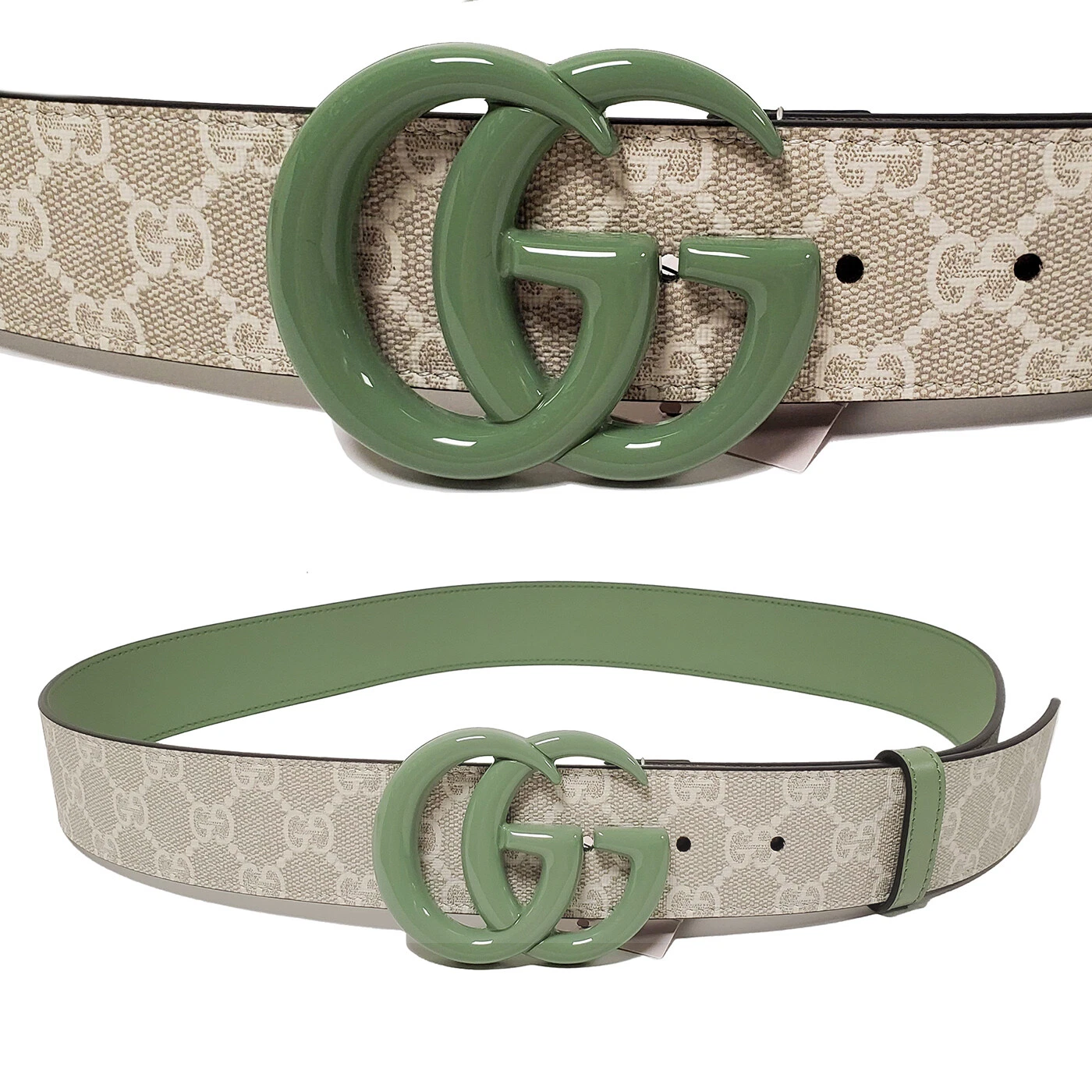 GUCCI BELT 400593 GG LOGO SUPRÊME MONOGRAMME VERT MARMONT BOUCLE 95 / 38