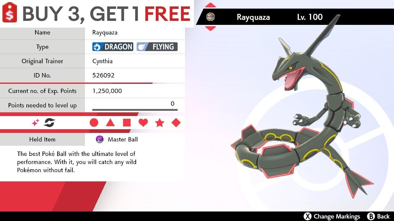 ✨ Shiny Rayquaza ✨ Pokemon Sword and Shield Perfect IV 🚀Fast Delivery🚀