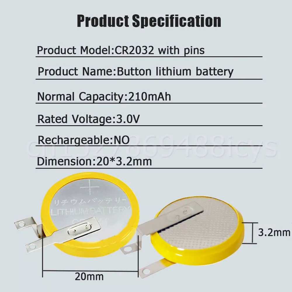 CR2032 CR 2032 With Tabs Solder Soldering Welding 3V Lithium Batteries