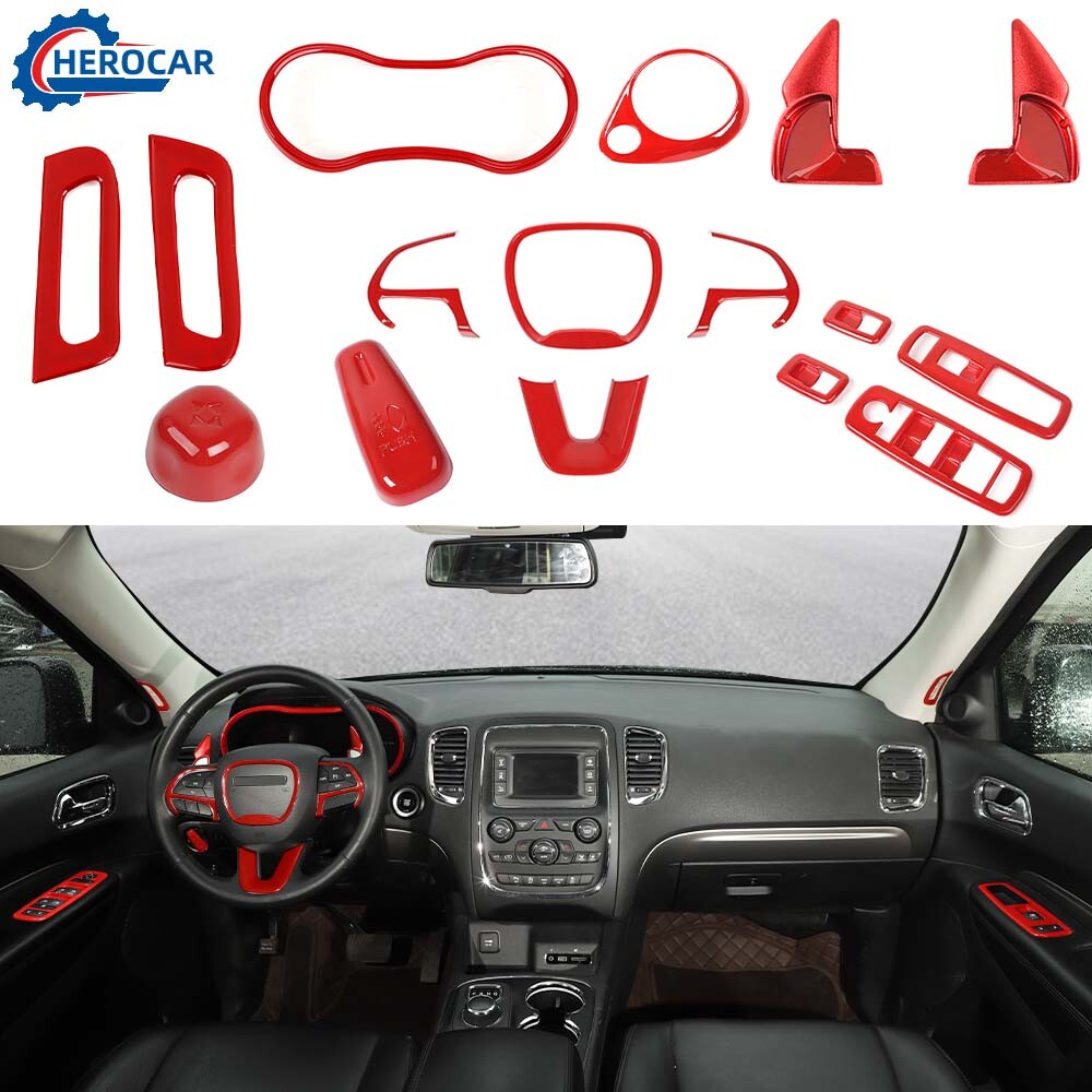Anello Decorativo Per Portabicchieri Rosso Compatibile Con Dodge Durango 2011+ - Accessorio Interno In ABS