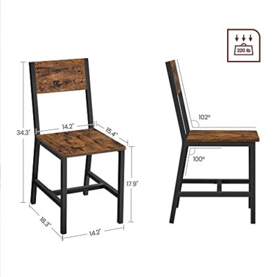 Dining Chair Set of 2, Industrial Accent Chairs, Steel Frame, for