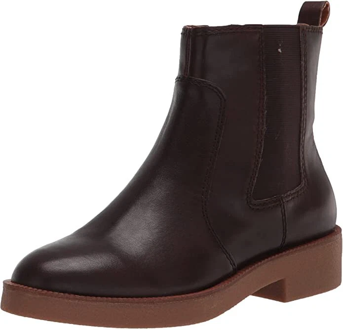 Lucky Brand Ressy Chocolate Leather Chelsea Style Block Low Heel