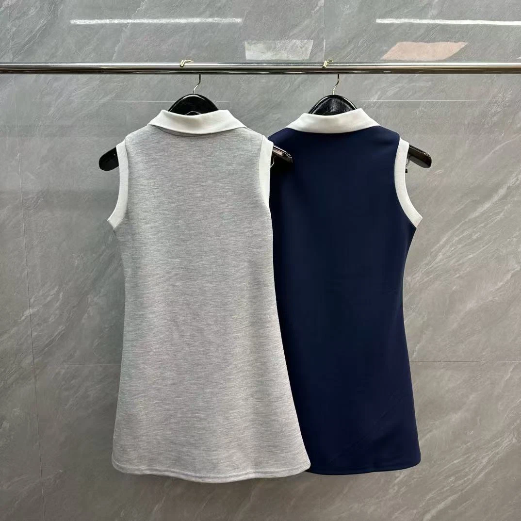 Abito donna Thom Browne ricamato colore a contrasto senza maniche collo alto