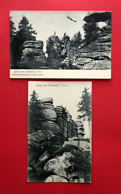 2 x AK Bayrischer Wald um 1910 Kletterei am Dreisesselberg Bergsteiger  ( 57989