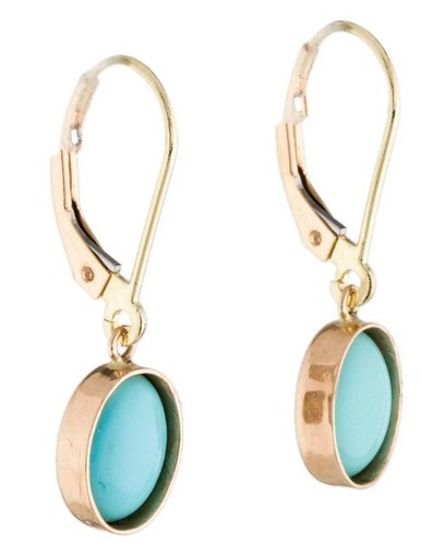 Boucles D'oreilles Pendantes Anciennes - Émaillées, Fermoir Dormeuse - Occasion Parfait état