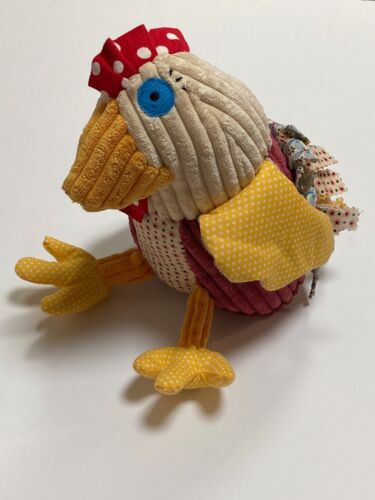 Original Les Deglingos Chicken Hen Plush  11" Red Yellow Pink Blue - Picture 1 of 4