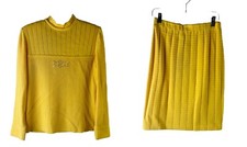 St. John Marie Gray Womens Small Santana Knit Wool Sweater Skirt Suit 2 Pc Set