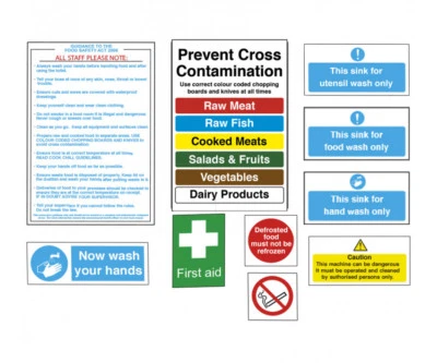 MILETA SIGNS Junior Catering Sign Pack - JUNPK 10pc Self-Adhesive Vinyl Signs Notice Safety
