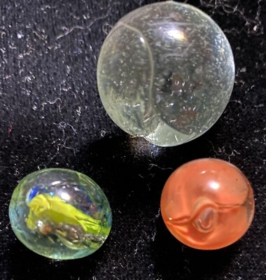 Lot Of 3 Vintage Factory Flawed Marbles 