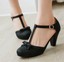 thumbnail 3 - Women's Block Heels Ankle Strap Buckle Cut Out Casual Party Shoes 41/42/43 Pumps