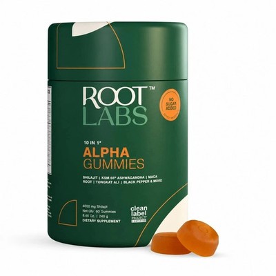 Root Labs Alpha Gummies, 4000mg Shilajit, 10-in-1 Blend, 60 Count