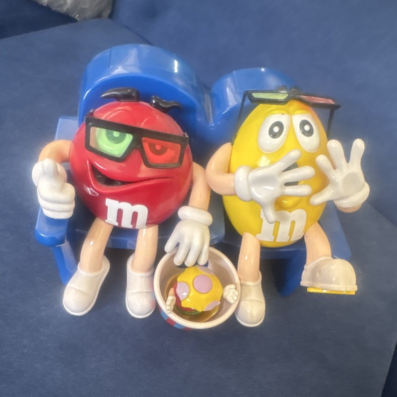 Vintage M&M's 3D Movie Theater Candy Dispenser Collectible Red and Yellow