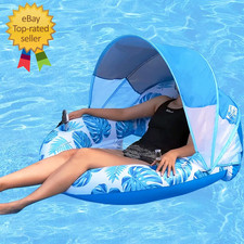 New Upgraded Pool Chair Float with Shade Xl Pool Floats for Adults Heavy Duty