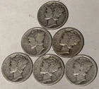 Lot of 6 Mercury Dimes 90% Silver all different dates sold for melt value