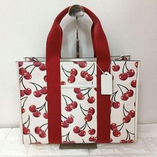 COACH Smith Tote Cherry Print CZ776 2-Way Shoulder Bag 13x10x5 inches Used