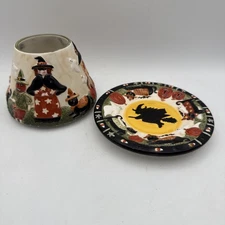 Yankee Candle Halloween Topper Shade w/Underplate Glow in the Dark Teresa Kogut