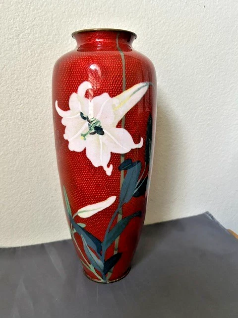 红色日本古董花瓶| eBay
