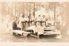 VTG Photo Beautiful Women Ladies Picnic Handsome Men Fruit Dresses Woods