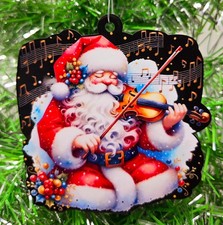 VIOLIN Ornament - SANTA Violin Playing Musician Themed Christmas Ornament