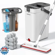 HoMettler Mop and Bucket Set, Flat Mop and Bucket System with Sep