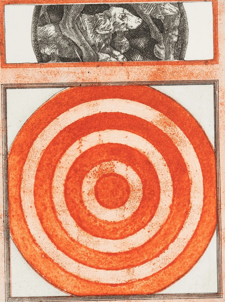 H. DIEDRICH (*1937), "Scheibe" Zielscheibe und Jagdhund,  1977, Radierung - Bild 3 von 4