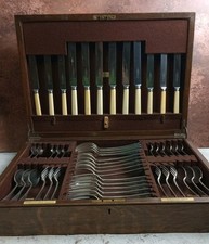 Goldsmiths & Silversmiths Co Ltd Canteen of Cutlery Vtg 50 Pieces Monogrammed D