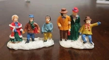 Christmas Village Girl Boy Siblings Walking Children 1.75" Figurine
