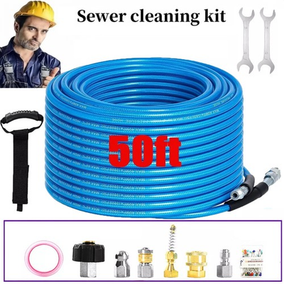 #ad 50FT Sewer Jetter Kit Pressure Washer 5800PSI Hose W Nozzles amp; Pin for Washer $31.98