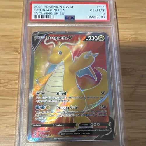 PSA 10 Dragonite V 191/203 Full Evolving Skies