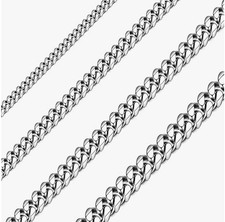 16-36" MEN WOMEN Stainless Steel 5mm Silver Miami Cuban Curb Link Chain Necklace