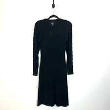NWT GAP Textured Midi Sweater Dress Size Small Black Long Sleeve Lined