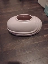 Art Deco Style Vase Haeger Pottery Pink/Mauve Draped Oblong 7"T 12"L 5"D 1989