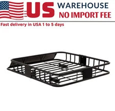 Elevate Outdoor Roof Cargo Basket Rack Steel 48"x36" with Wind Noise Fairing