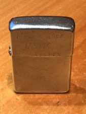 VINTAGE CHROME ZIPPO LIGHTER WITH ENGRAVING OF R H COOPER U.S.M.C. PAT 2517191