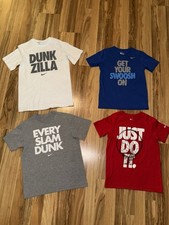 Nike Boys Cotton T-shirt Graphic Tee Shirt Sz Small 8 Lot Of 4 Basketball