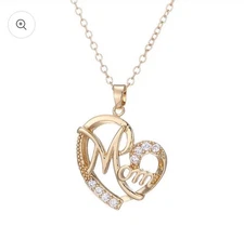 Elegant Mom Love Pendan Necklace - Sparkling Rhinestone Heart, Alloy Chain -