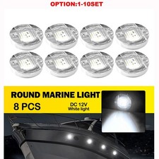 White Round Marine Boat LED Courtesy Lights Cabin Deck Stern Navigation Lamp 12V