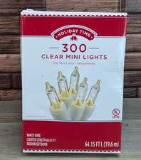 Holiday Time 300 Clear Mini Lights White Wire Lighted Length 60.6 Feet 93007