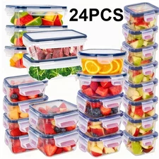 Food Storage Containers with Airtight Lids Microwave Safe, Set of 24 PP 