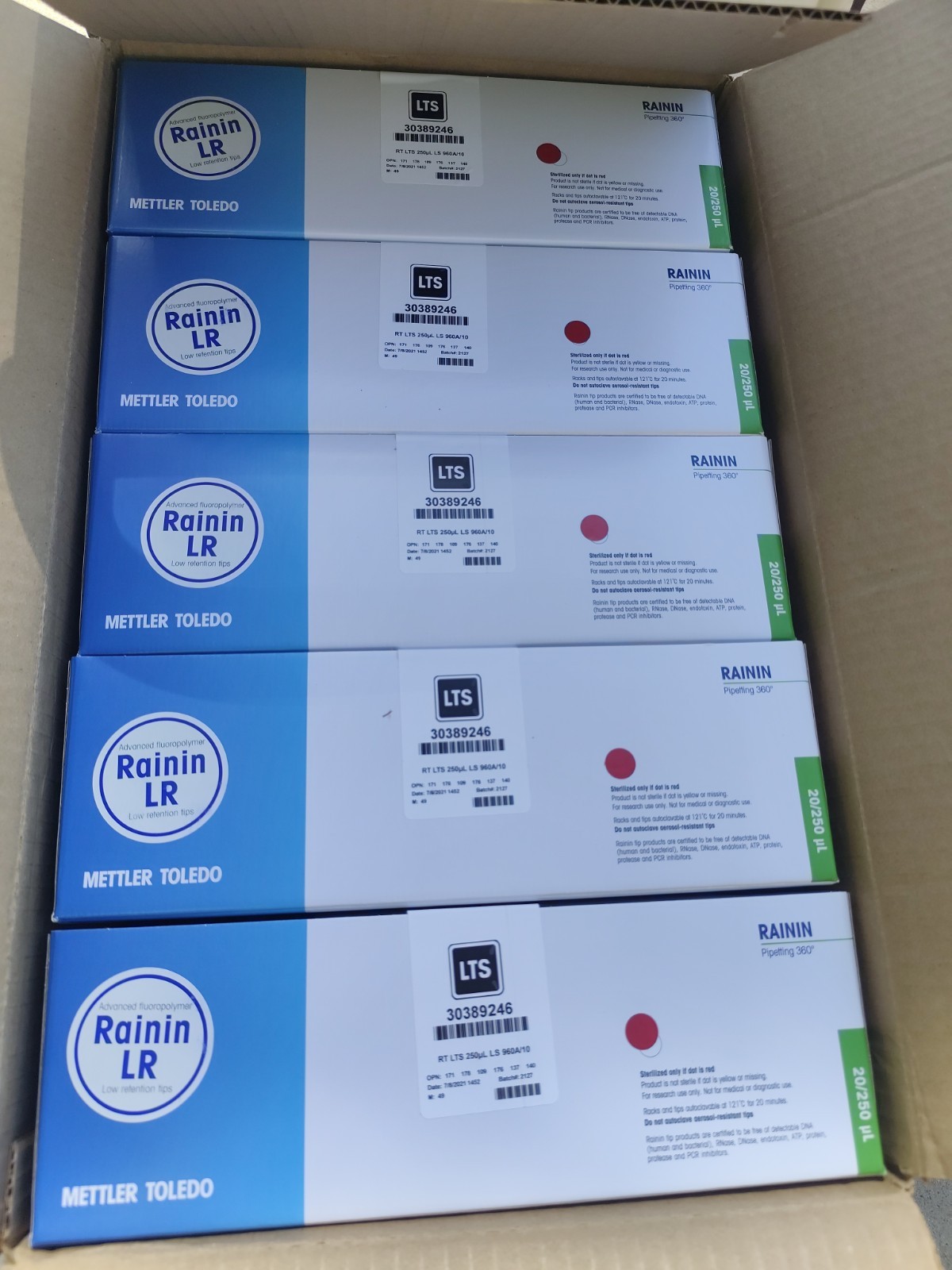 Rainin RT-L250LR Low Retention LTS Pipette Tips 30389246 Case Of 5 Boxes New