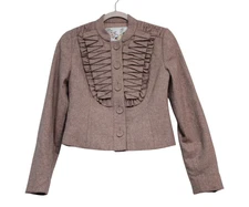 Anthropologie TABITHA Blazer Jacket Size 4 Wool Pleated Preppy Equestrian Office