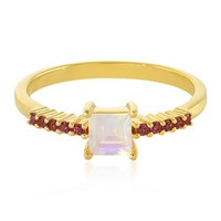 Cavill Ring Sterlingsilber Goldplattiert 0,39Ct Rhodolith Welo-Opal- Echtschmuck