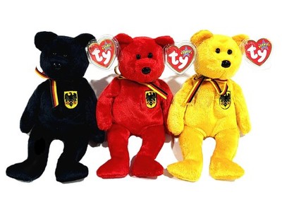 Ty Beanie Baby Babies Freiherr von Schwarz Graf Rot Prinz Gold Bear Set MWMT