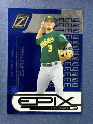 2005 Donruss Zenith Epix Game Blue #E-11 Eric Chavez Oakland Athletics /350