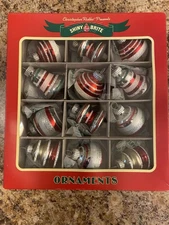 2025 Christopher Radko Shiny Brite 12ct Christmas Ornaments 2" Glass Bells Balls