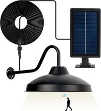 Solar Barn Light Outdoor Indoor Motion Sensor Security Shed Light, Cool White Fl