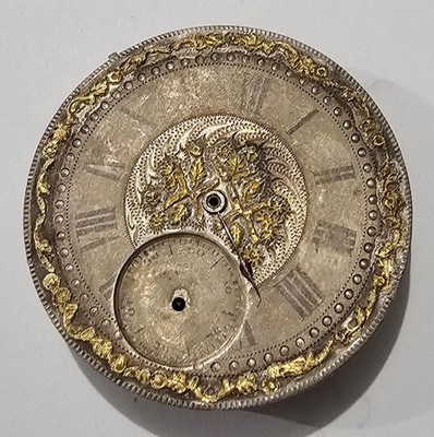 SILVER GOLD MALT CROSS FLORAL GUSSET MOVEMENT - NUMBER 147 - VINTAGE 1880
